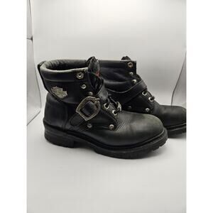 Harley Davidson Women’s Faded Glory 81024 Black Leather Biker Boots Size 6